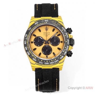 AAA Swiss Replica Rolex Diw Daytona Limited Edition TW Cal.4801 Yellow Quartz Fiber Watch